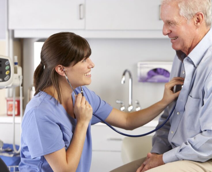 Doctor Listening To Male Patient's Chest